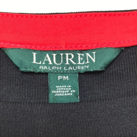 LRL NEW Black and White Striped Belted Cotton Mini Dress Size M Petite - Picture 9 of 15